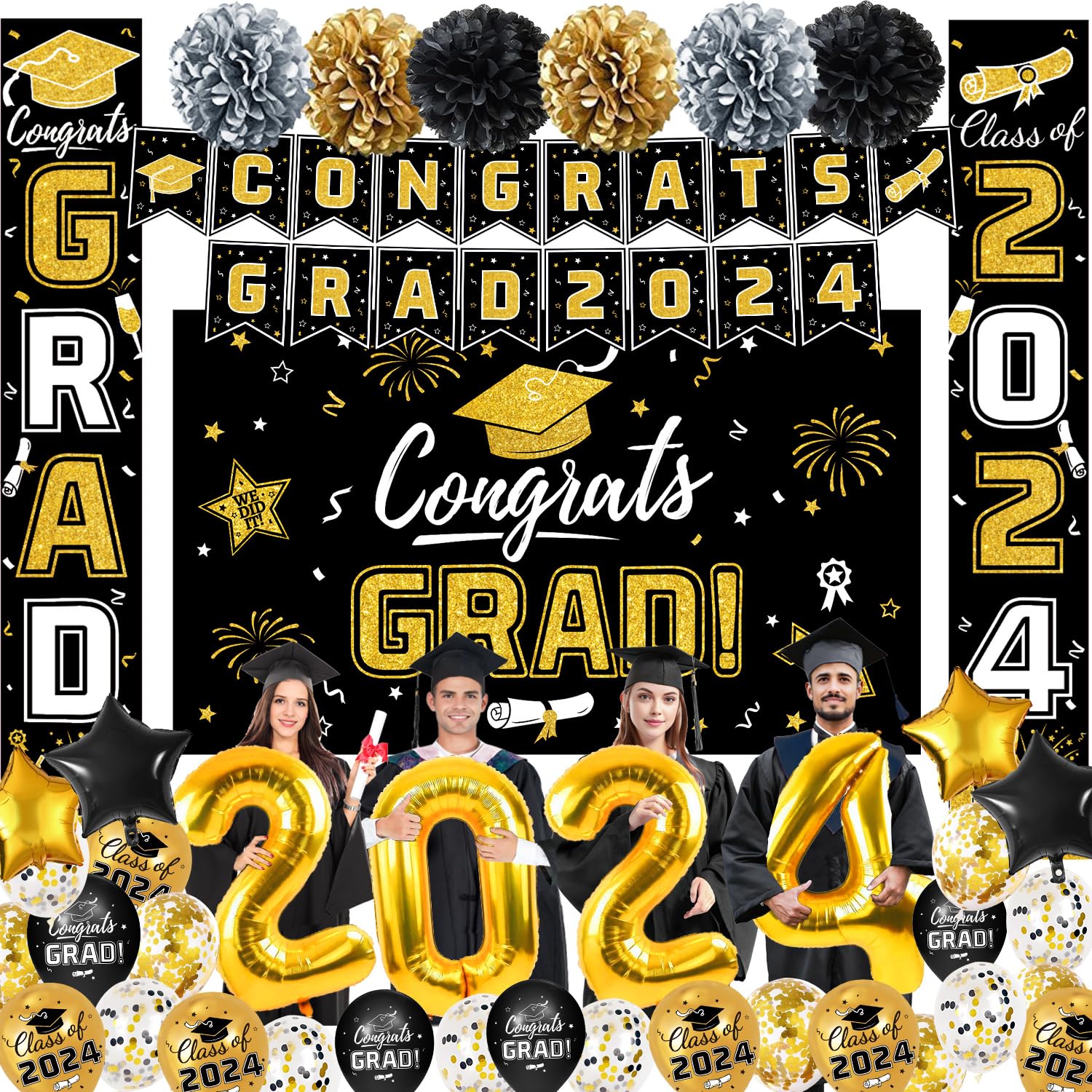 Graduation Party Decorations Black And Gold Class Of