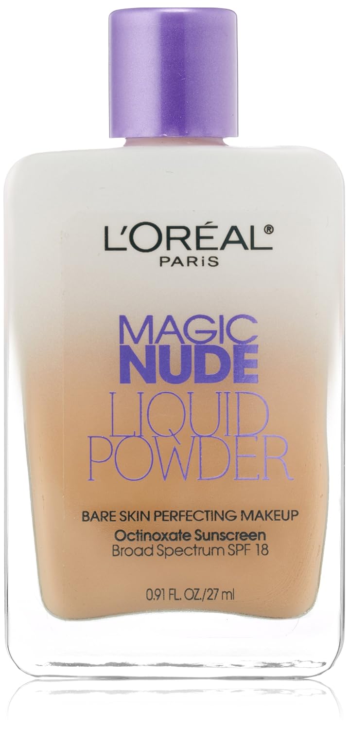 L’Oréal Paris Magic Nude Liquid Powder Bare Skin Perfecting Makeup SPF 18, Sand Beige, 0.91 Ounces