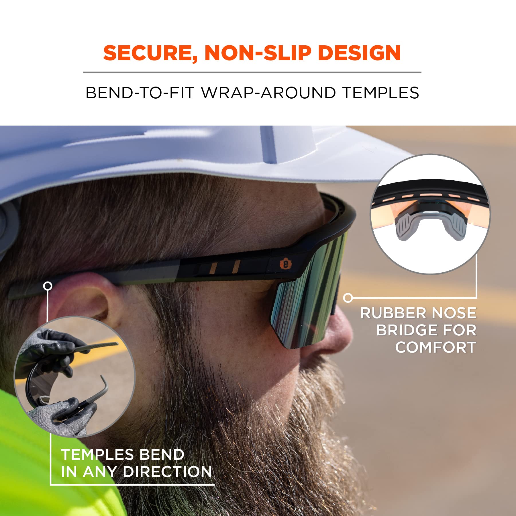 Ergodyne Uni-Erwachsene Skullerz Aegir Anti-scratch & Enhanced Anti-fog Safety Glasses, Sunglasses - Mirrored Lenses Kratzfeste Anti-Beschlag-Schutzbrille (1er Pack)