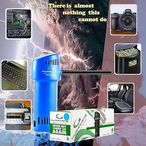 Miniatura 10 de O2 Hurricane Compresor de aire de alta potencia y limpiador de teclado. Aerosol de aire rentable y amigable para accesorios de computadora,