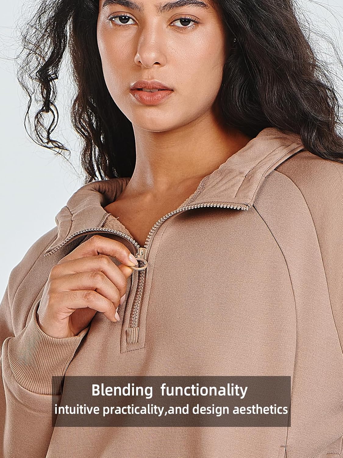 ALLZERO Women's Hoodies Fleece Quarter Zipper Sweatshirts Fall Fashion Pullover Sweaters Winter Clothes - Image 4