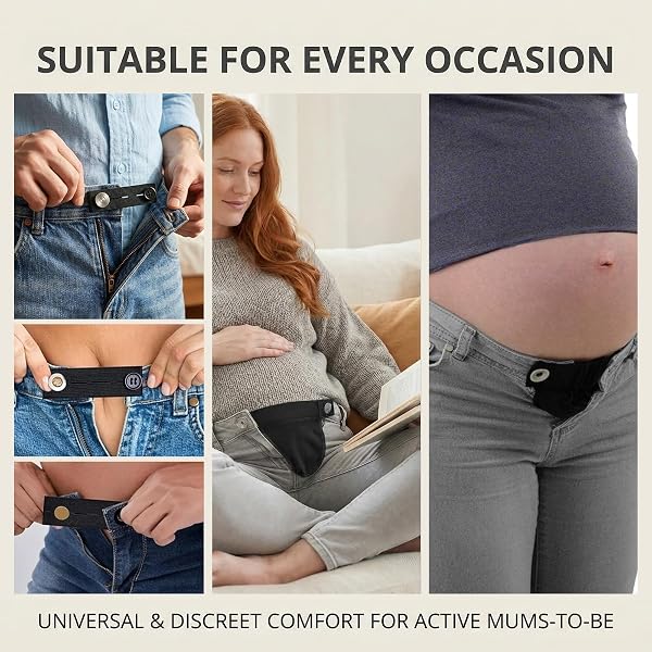 4 Pieces Adjustable Elastic Waist Extensions Pregnancy Waist Extension Kit with 2 Buttons Comfortable Accessory Elastic for Pants and Jeans Women and Men, 4 Colors - 4