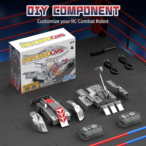 Miniatura 7 de Robots de batalla con control remoto, juguetes de lucha RC para 2 jugadores para niños, robots de lucha inalámbricos, juguetes STEM, juego