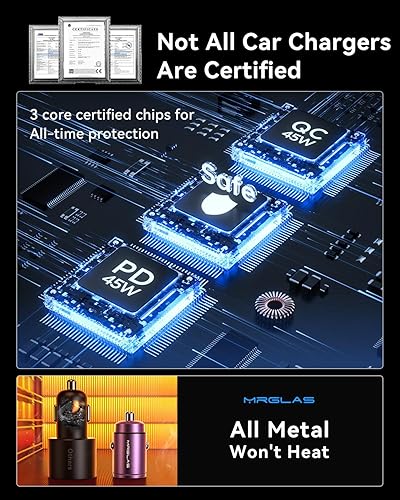 Miniatura 5 de MRGLAS Cargador de coche USB C de 90 W, carga rápida, PD45W+QC3.0, puerto dual, encendedor de cigarrillos, cargador USB C, adaptador para iPhone 16