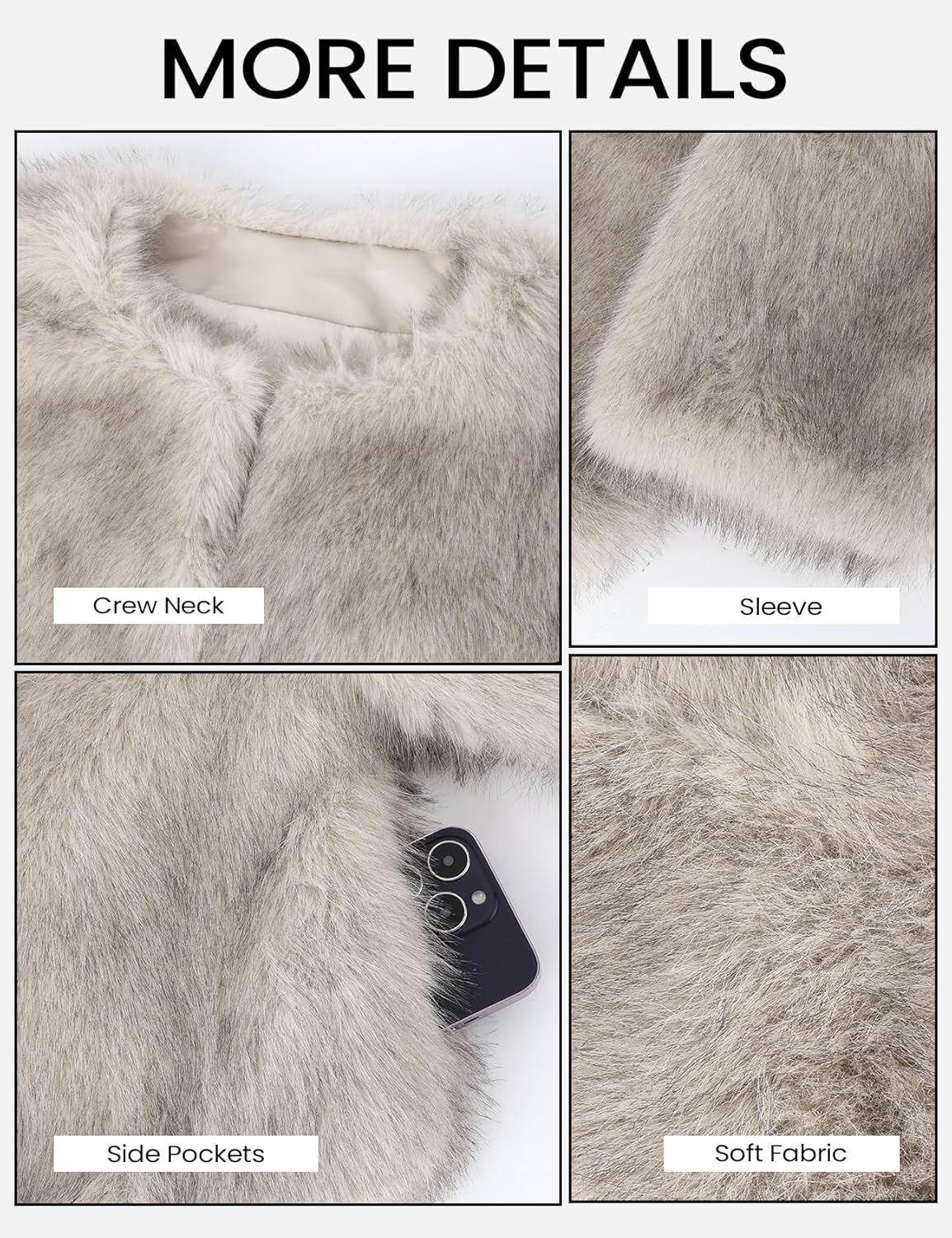 Wyeysyt Womens Faux Fur Coat Cropped Fur Jacket Fluffy Long Sleeve Open Front Fuzzy Winter Warm Outerwear - Image 7