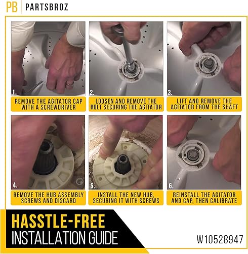 Miniatura 6 de PartsBroz W10528947 Kit de cubo de transmisión de arandela W10396887 para piezas de lavadora Whirlpool y kit de cubo de transmisión de cesta Maytag,