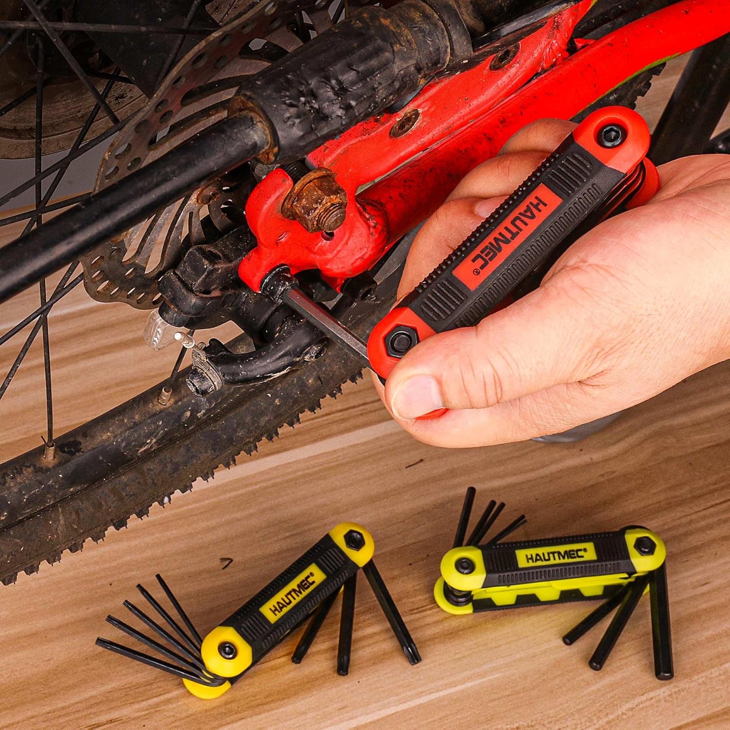 HAUTMEC 61PCS Folding Allen Wrenches Sets, Includes Folding Hex Key and Standard Hex Allen Key Set, Metric/SAE/Torx, CR-V Steel, for General Applications, HT0389