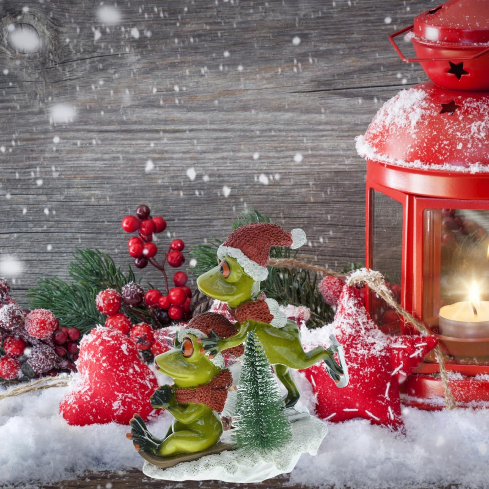 Amazon.co.jp: DEARBIRDER スキーカエルの置物 クリスマスシリーズ