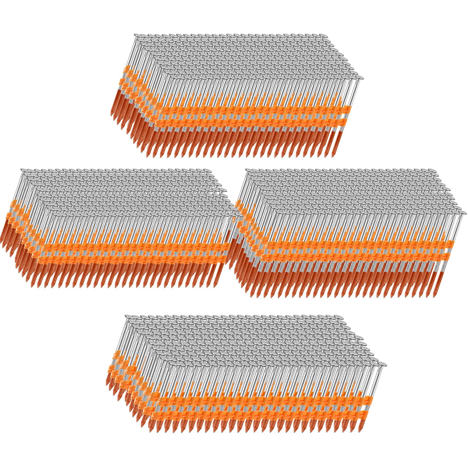 SITLDY 21 Degree Framing Nails 400 Count, 4 SIZES (2"+2-1/2"+3.0"+3-1/2" Ring Shank), Full Round Head Hot Dipped Galvanized, 100 per Size, Assorted