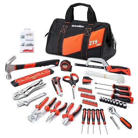 ValueMax Tool Set 219 Pieces, Tool Bag, Daily Tools, Tool Set for Household, DIY, DIY and Mechanics for Home Repairs or Professional Work
