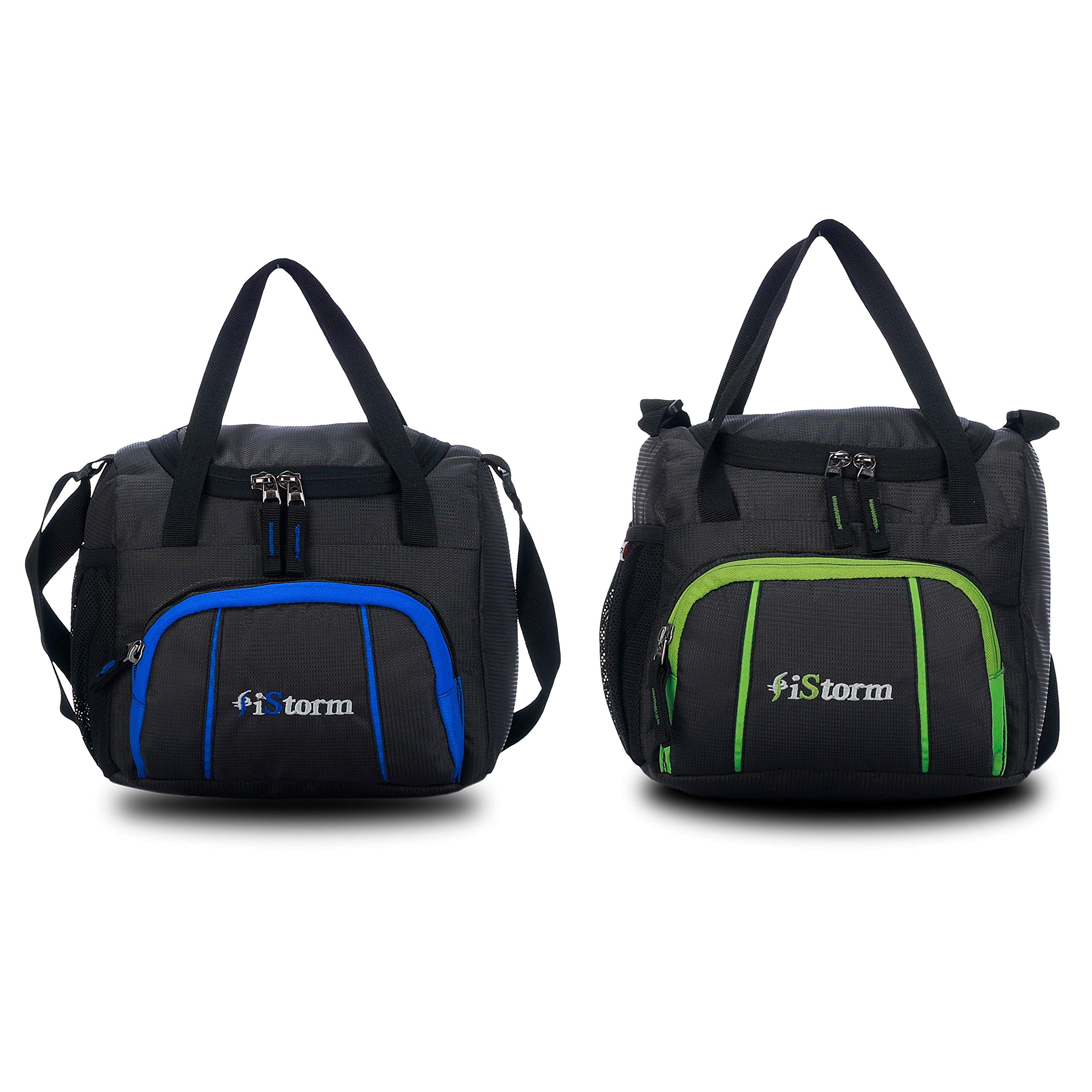 iStorm Spice Black Royal Blue Zip & Parrot Green Zip 2-PC Combo Lunch Bag