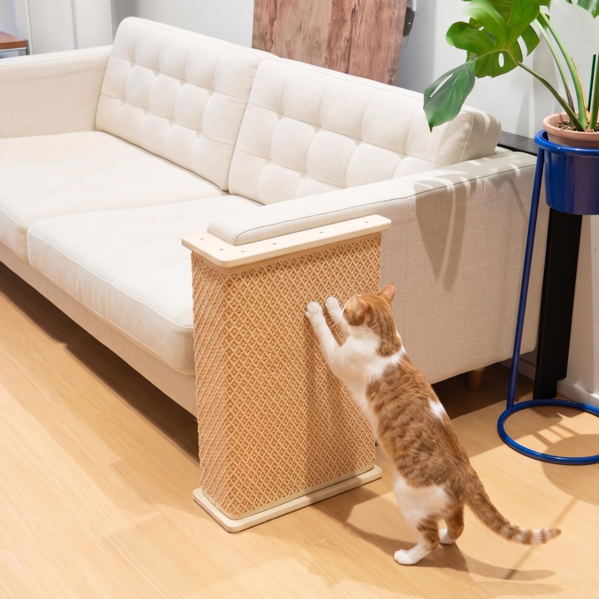 PETKARAY Grattoir d'angle pour chat - 61 cm - En sisal - Protection contre les griffes de chat - Protection contre les griffes de chat - Pour chat