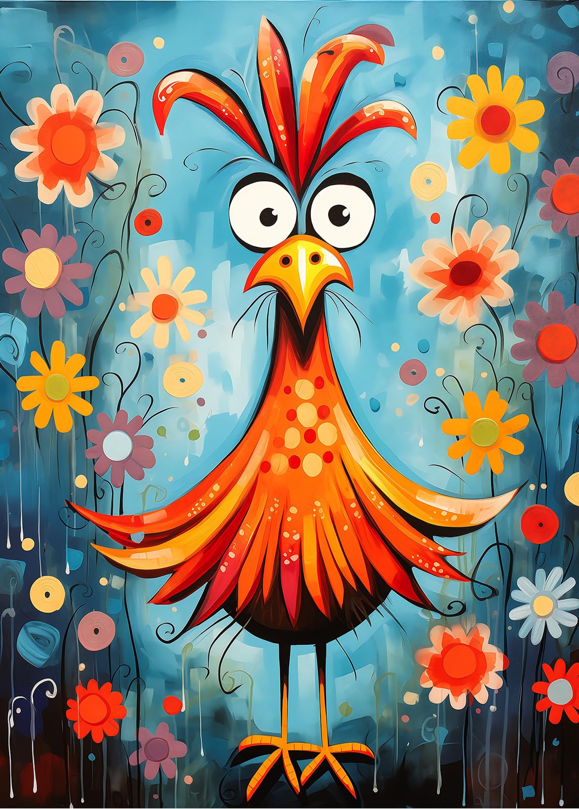 Bullglesup Puzzles for Adults 1000 Pieces, Red Rooster Jigsaw with Poster Letter on Back, Unique Pieces Fit Well No Dust (27.5"x19.6")