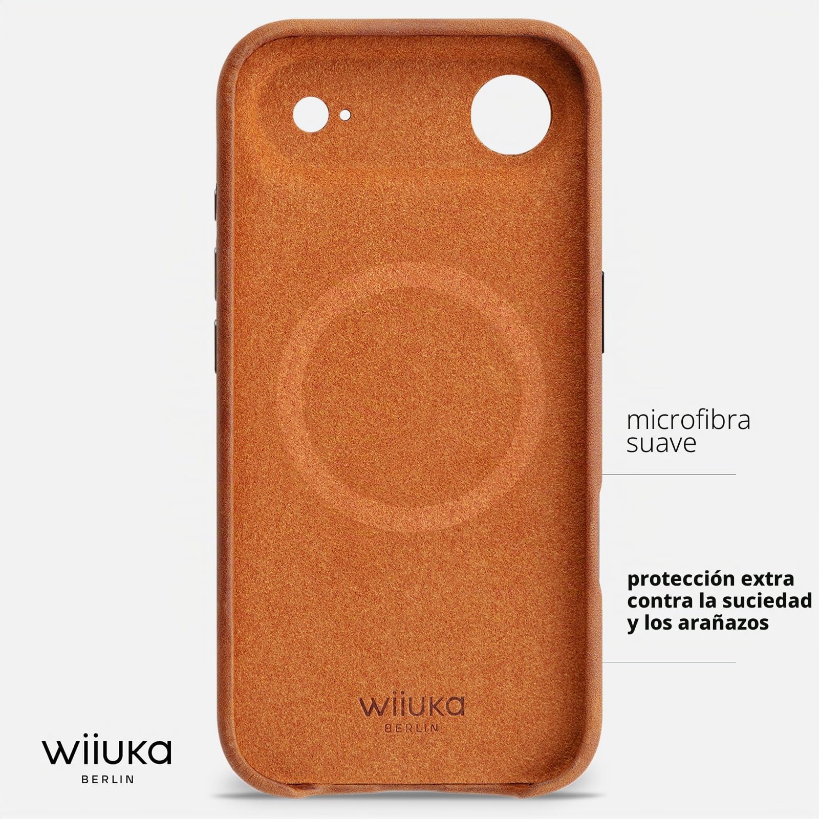 WIIUKA Funda para iPhone Air, piel de Alemania, funda de piel extrafina, funda premium para teléfono móvil, Case, Qi, skiin more, vintage coñac