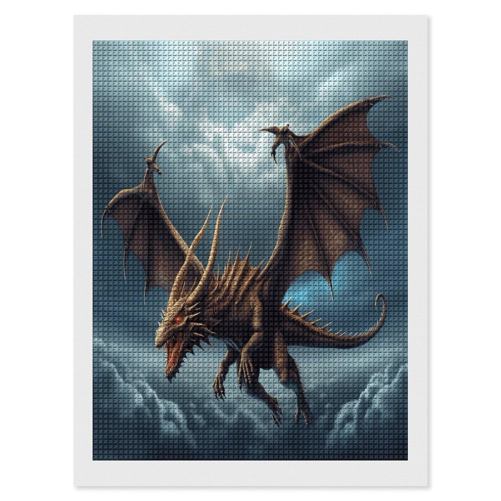 Yuxbvkrs Flying Dragon Diamond Painting Kits For Adults, Diamond Art Pictures, Synthetic Fiber Cloth Diy 5D Gem Art Painting For Beginners Home Wall Decor 30X40cm