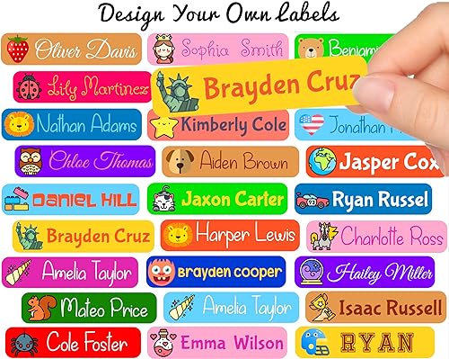 100 etiquetas de nombre personalizadas, perfectas para niños, para guardería y suministros escolares, lindas etiquetas de nombre para niños,