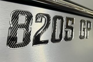 Custom Boat Registration Numbers & Marine Grade Raised Decals (Two Sets) (Carbon Fiber/Chrome, 3)