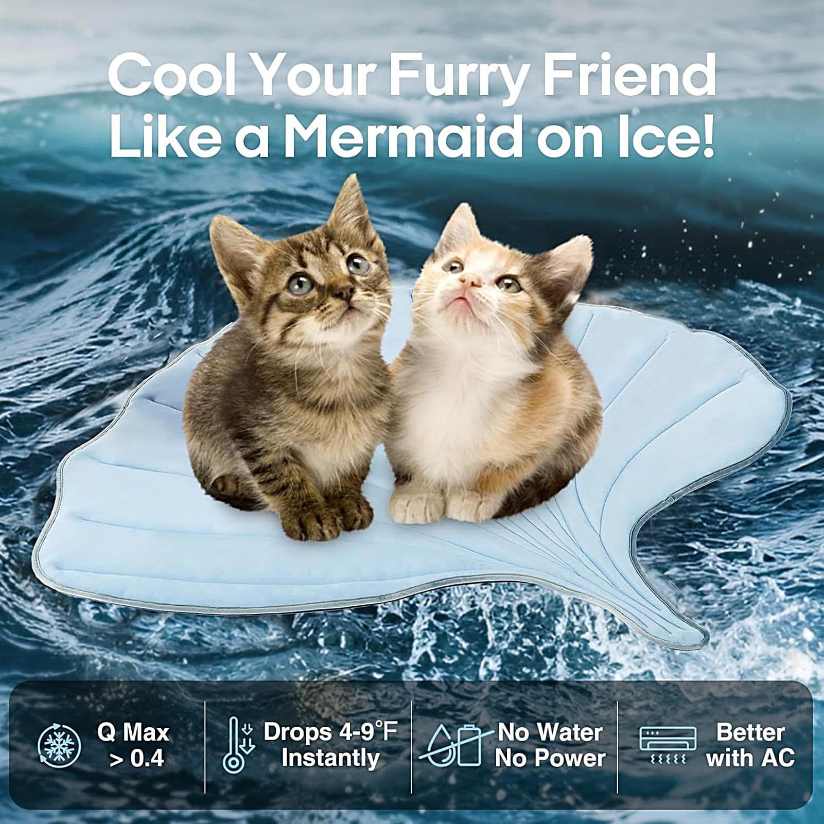 Colchoneta Refrescante para Gatos Manta Refrescante Antideslizante y | Manta Transpirable Portátil Cama Forma Planta Accesorios Mascotas Cachorros Viaje