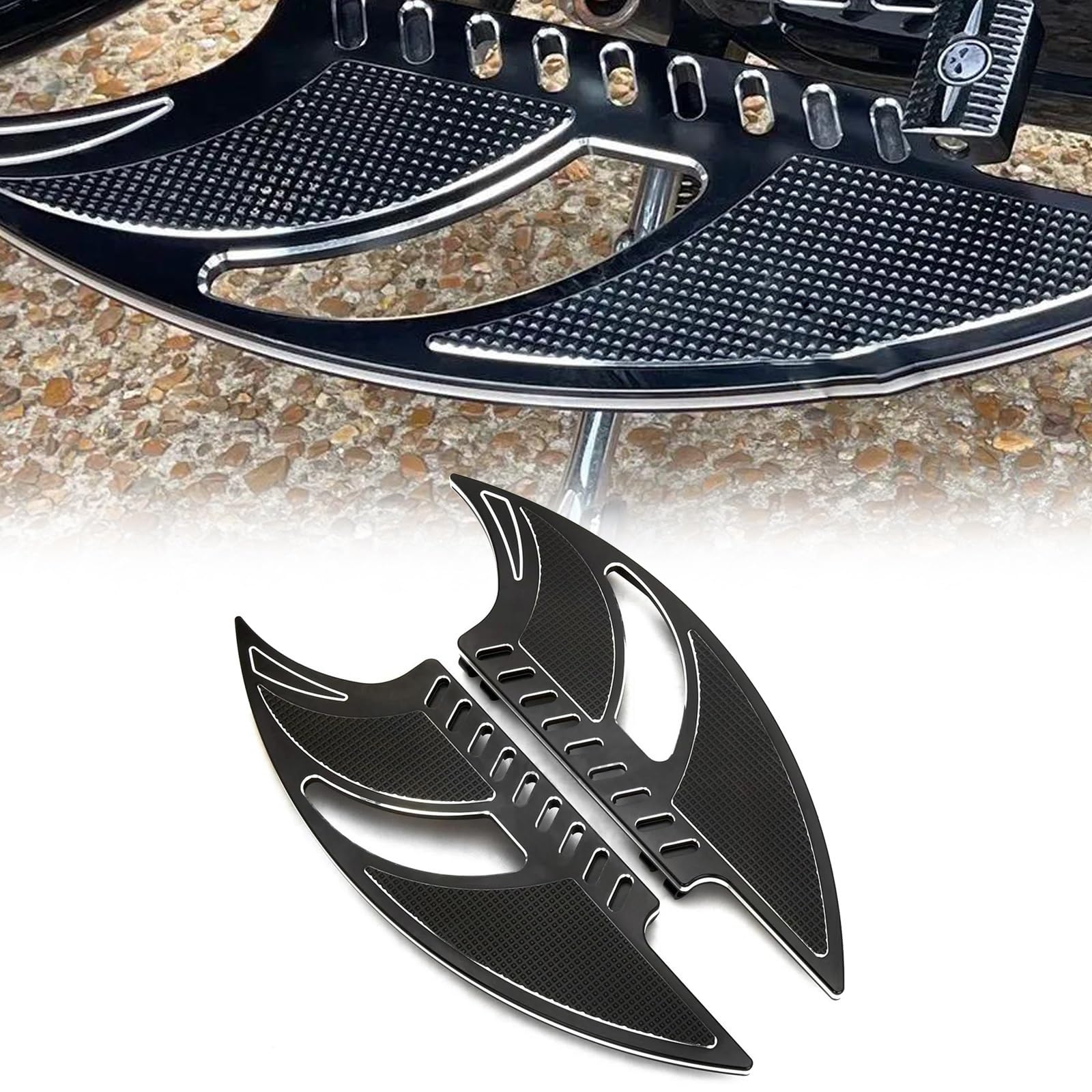 Repose-pieds CNC Tomahawk en aluminium forgé pour Road King et Dyna