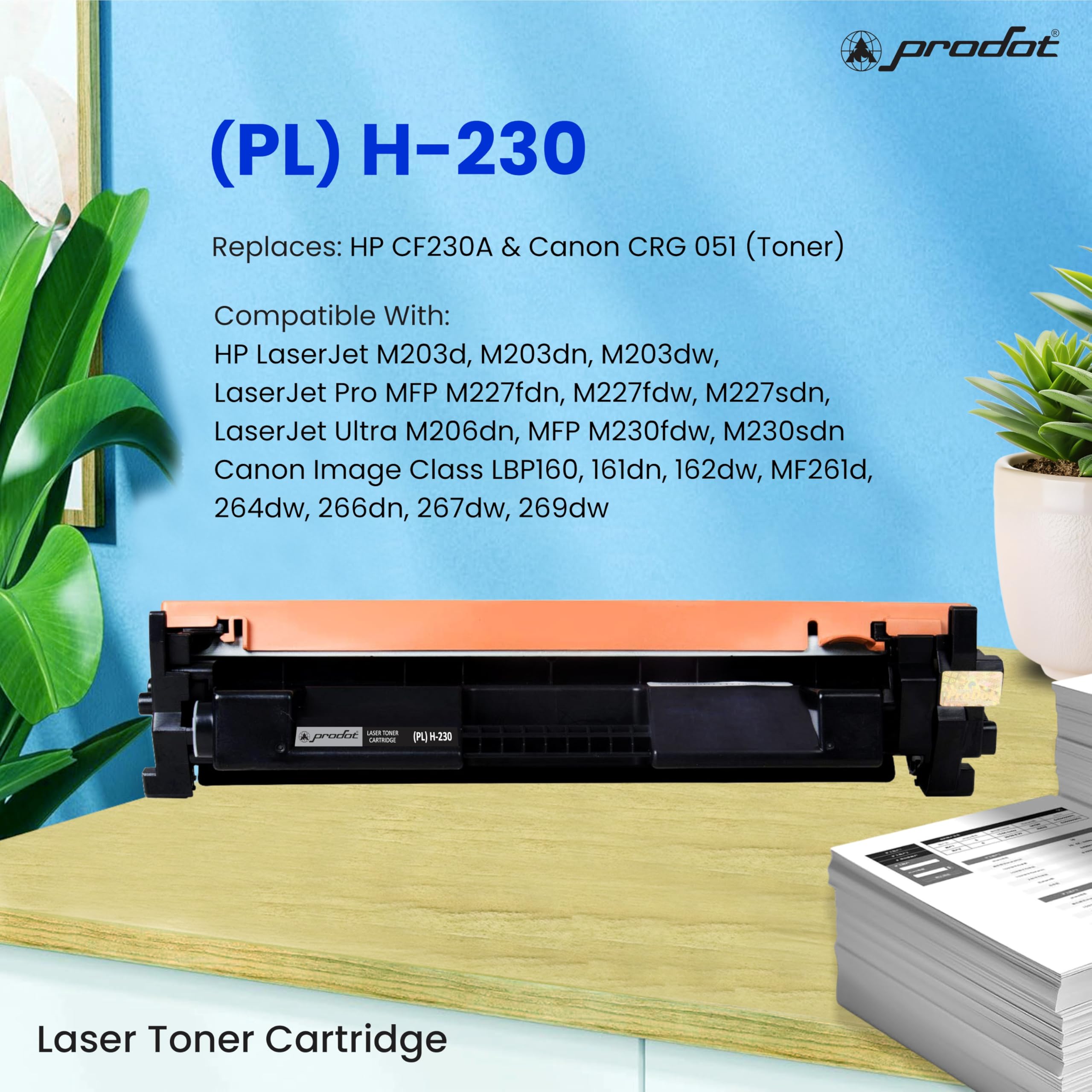 ProDot 230 Toner Cartridge Replaces HP CF230A, Canon CRG 051 (Toner) Compatible with HP M203d/M203dn/M203dw/M227fdn/M227fdw/M227sdn/M206dn/M230fdw I 1500 Page Yield I 1 Year Warranty (1 PC) 1