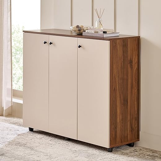 Home Centre Shoe Cabinet with Cushion Seat - Walnut