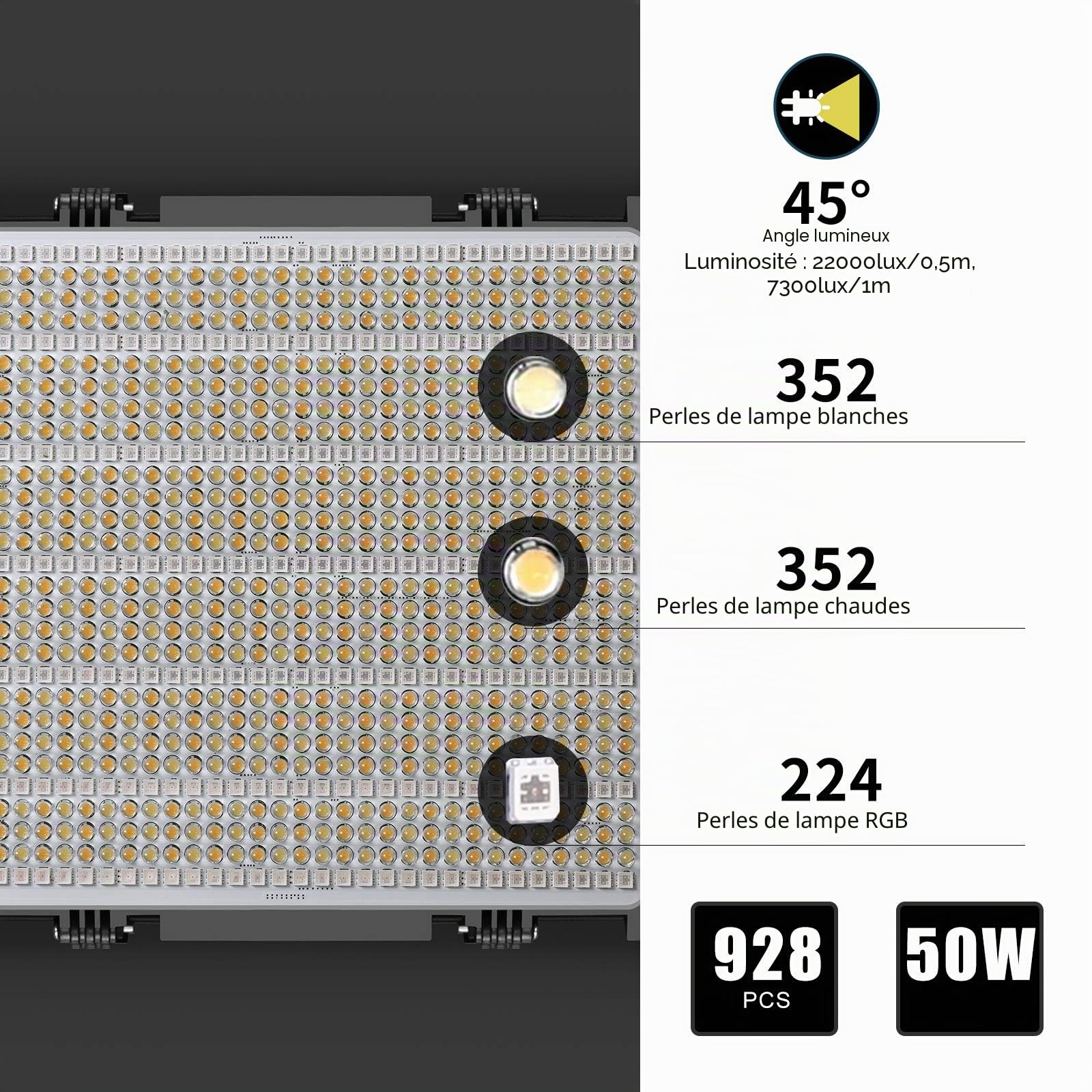 GVM Panneau d'Éclairage Vidéo LED avec Trépied, Contrôle APP, RVB 1200D, pour Studio de Photographie, Youtube et Conférence
