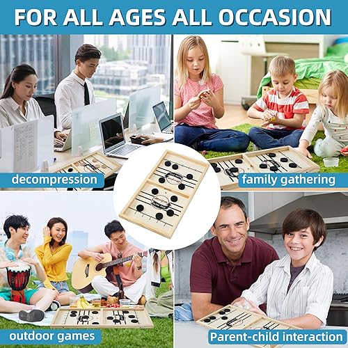 Miniatura 7 de moopok - juego de discos de eslinga rápida, juego de juegos de eslinga, juego de mesa 2 en 1, juego de hockey sobre hielo, juegos de mesa ganadores