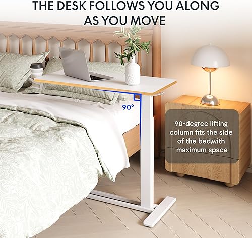 Vista 76 de FLEXISPOT - Mesita médica ajustable con ruedas, escritorio de pie neumático y móvil para laptop, mesa para colocar sobre la cama