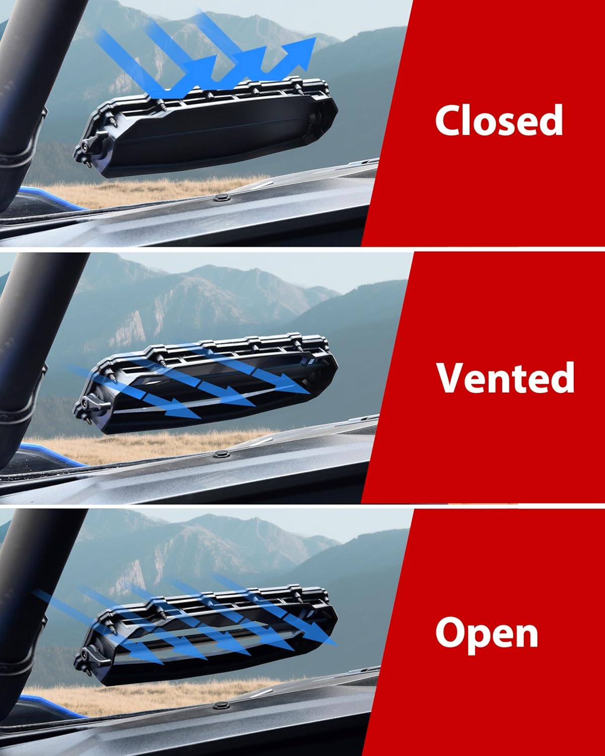 Universal UTV Windshield Vents Kit, Windscreen Modification Window Airflow Intake Vent Fits Polycarbonate Windshield, for Can-Am X3 RZR Ranger General Pioneer Teryx Talon Mule, 2PCS
