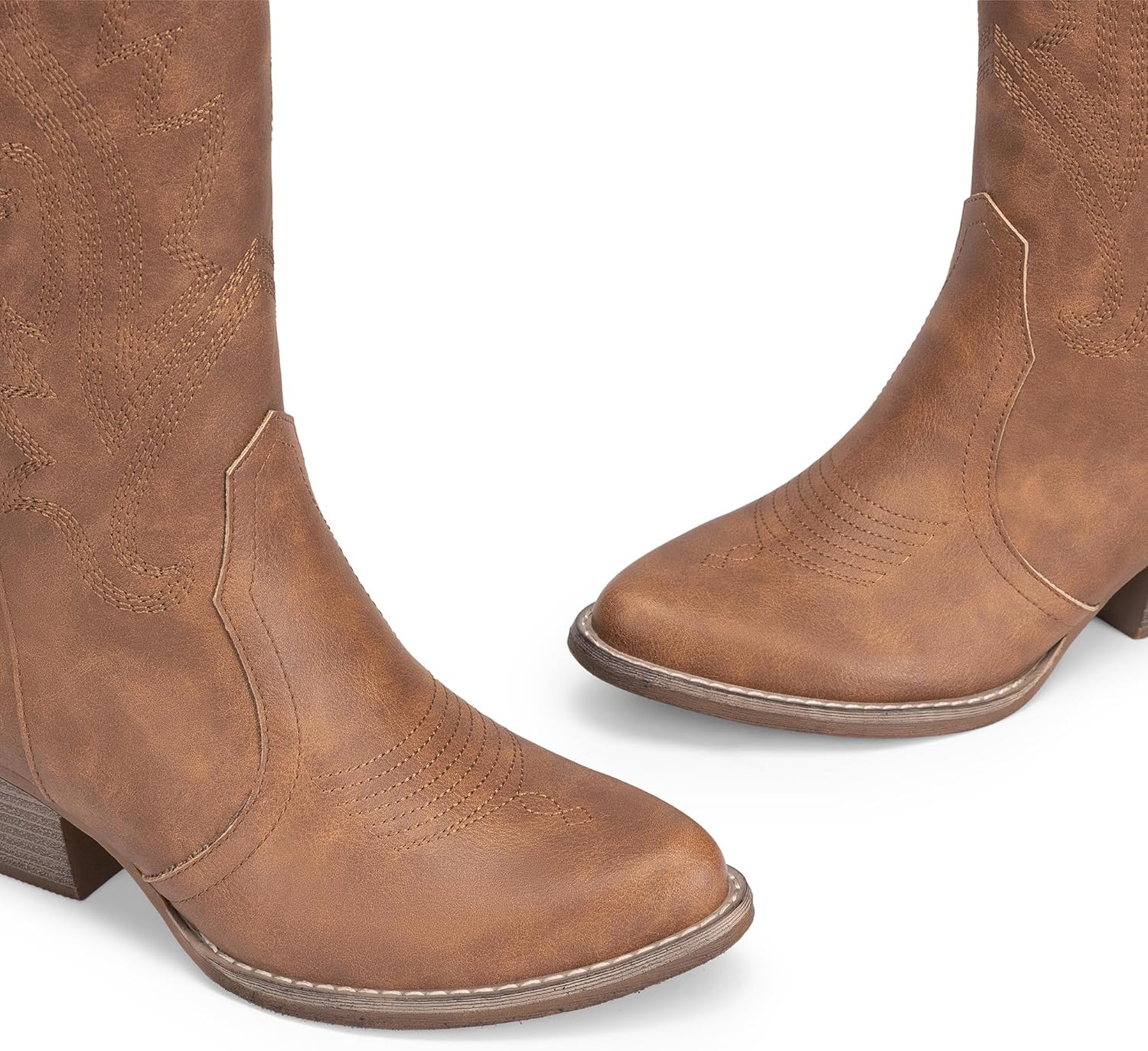 DREAM PAIRS Women's Cowboy Cowgirl Boots Embroidered Pointed Toe Low Heel Western Mid Calf Boot for Theme Party Country Concert - Image 6