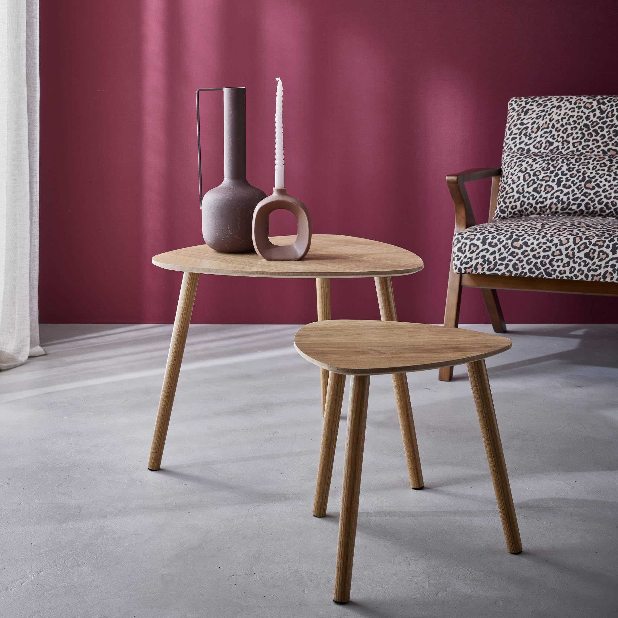 sweeek - Lot de 2 Tables gigognes Style scandinave en MDF décor Bois Coloris Naturel