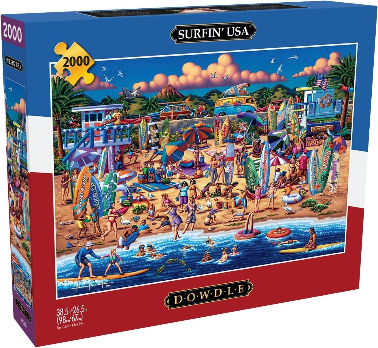 Buffalo Games - Dowdle - Dowdle: Surfin' USA - 2000 Piece Jigsaw Puzzle for Adults Challenging Puzzle Perfect for Game Nights - Finished Size is 38.50 x 26.50