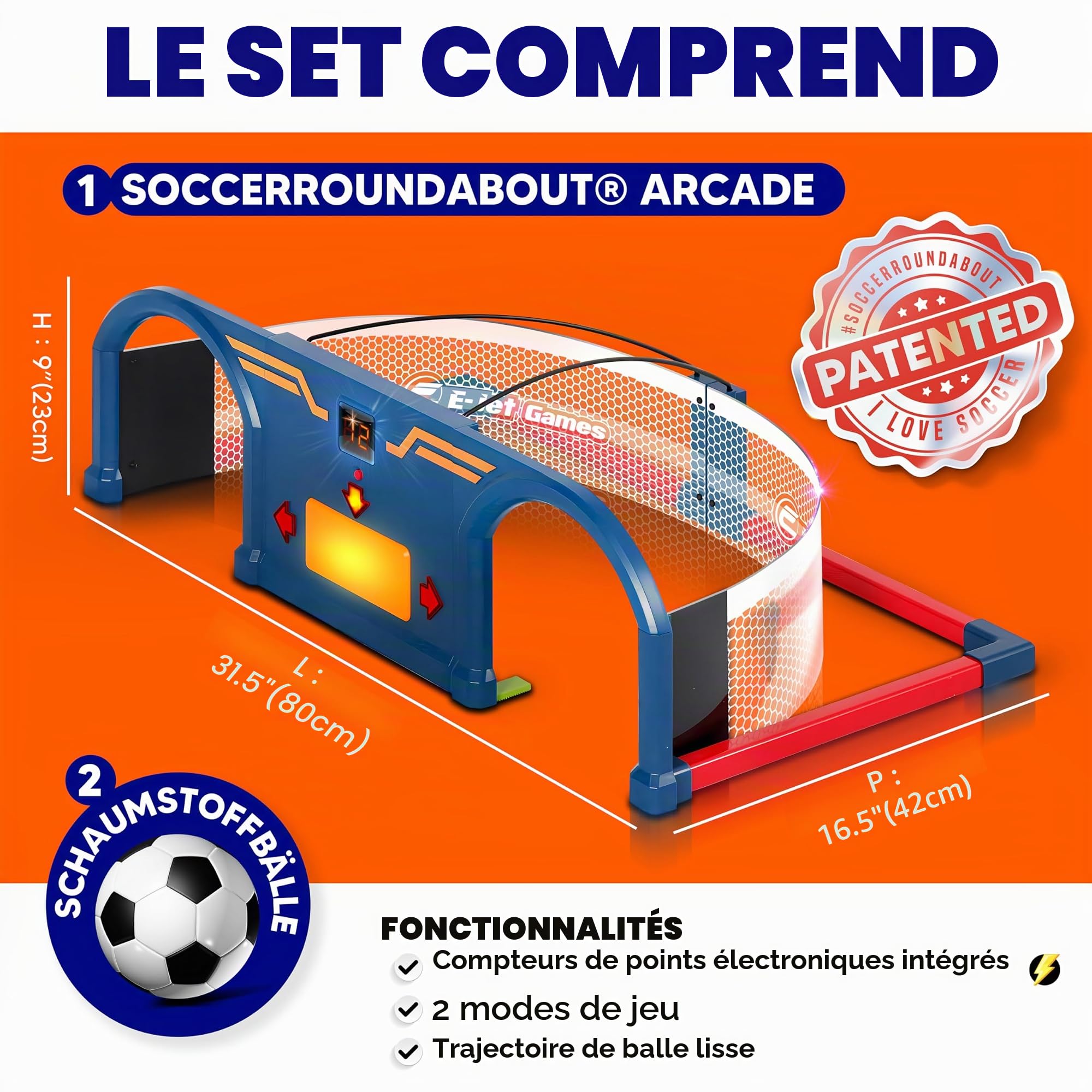 E-JET Soccer Roundabout Ensemble de jouets de football pour enfants, jouets d'intérieur, cadeaux d'anniversaire, de Pâques, pour garçons et filles à partir de 6, 7, 8, 9, 10 ans