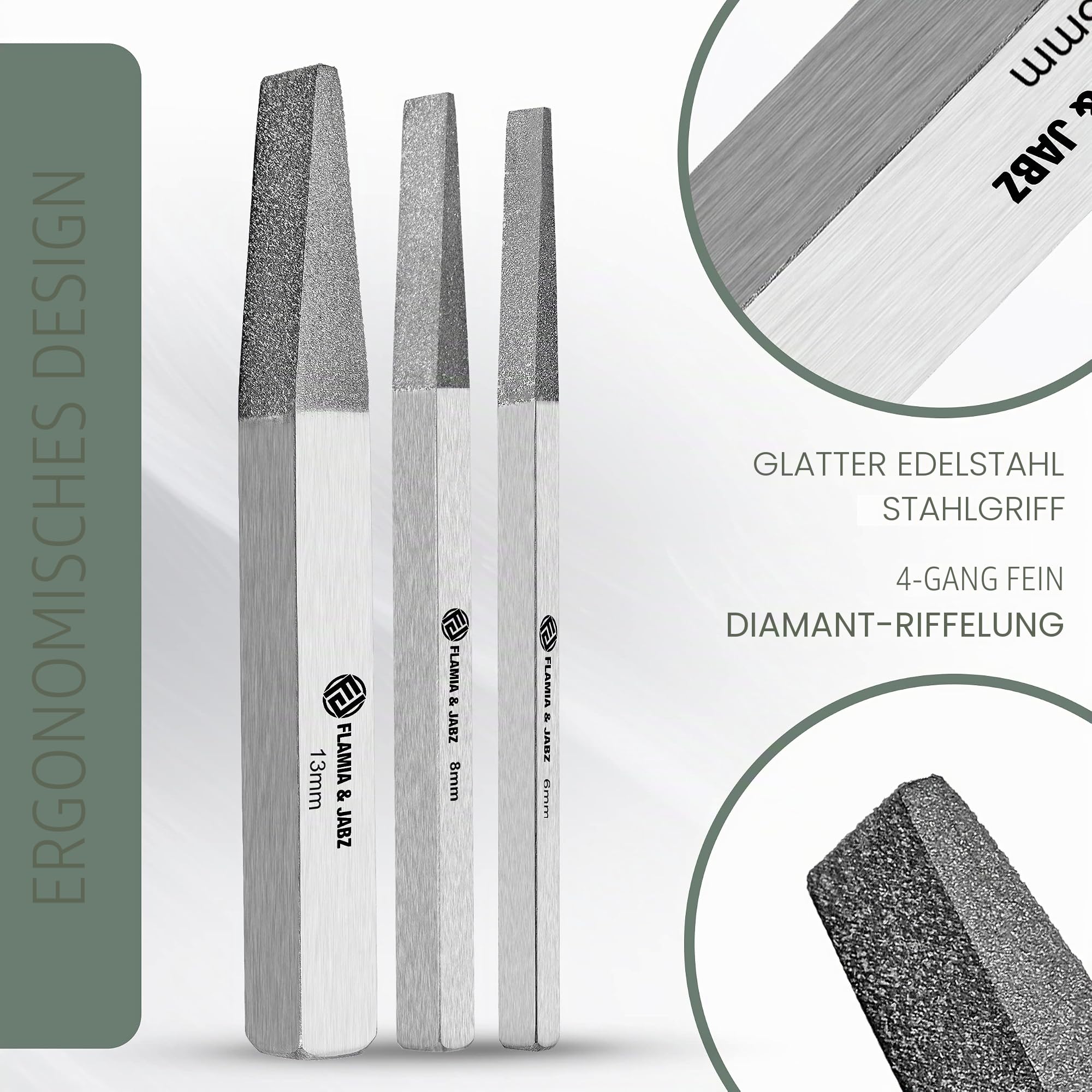 FLAMIA & JABZ Metallsteine und Nagelfeile für Hunde, Katzen und Haustiere, 3 Stück