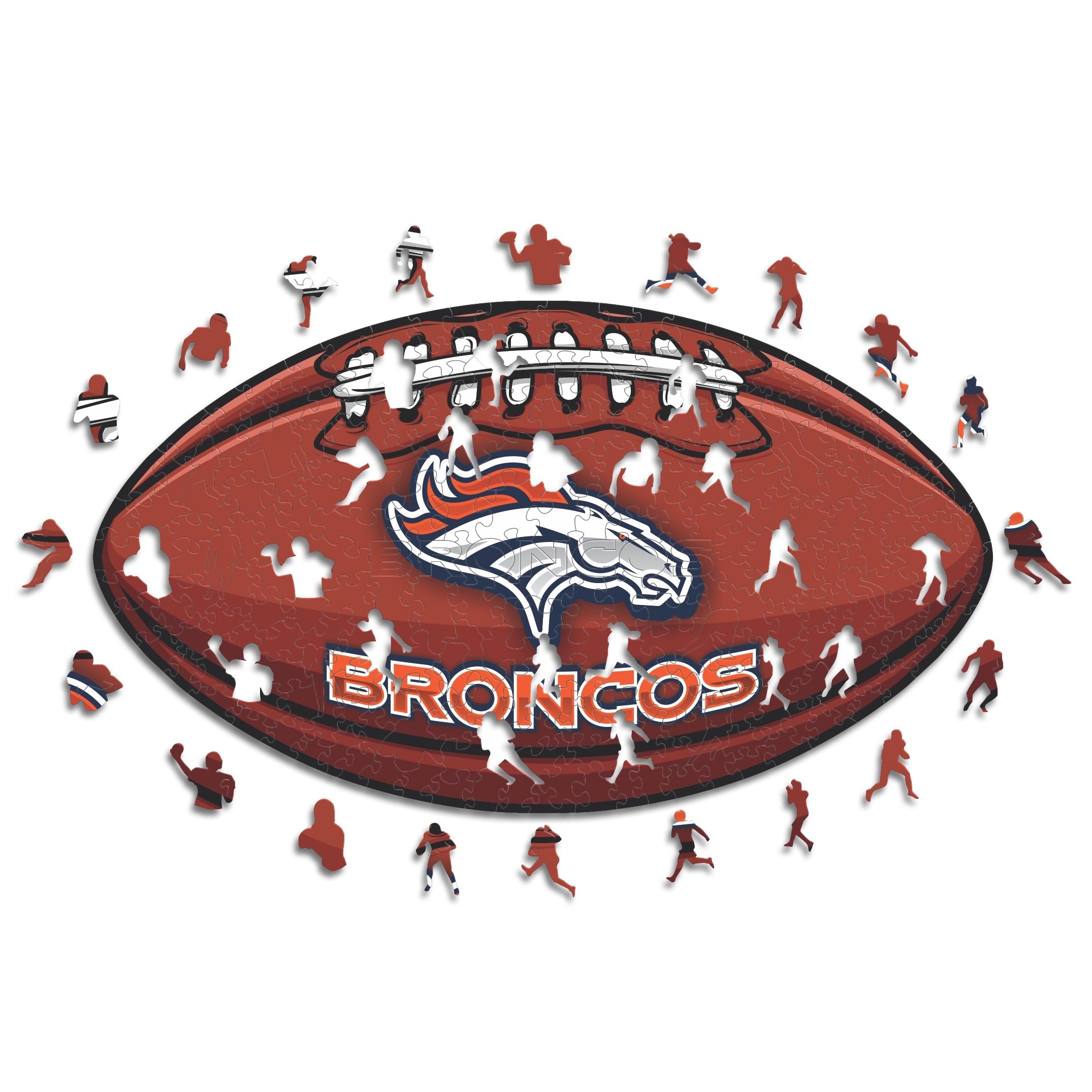 Iconic Puzzles, Denver Broncos Crest, 100% eco-sustainable wooden puzzle with official license NFL, size M, 270 pieces — image 1