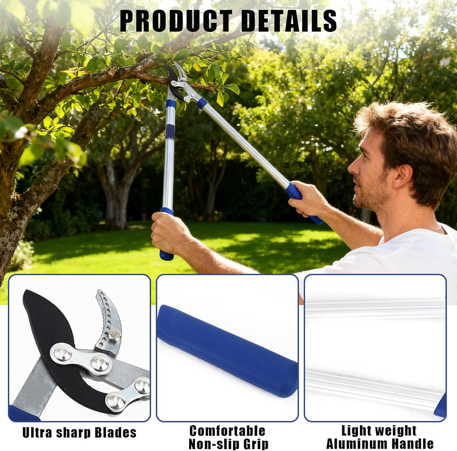 Garvee Loppers for Tree Trimming, 59cm Branch Cutter Garden Bypass Lopper and Tree Trimmer, 35mm Cut Capacity Pruning Shears Tree Limb Trimmer Aluminum Handle Garden Tools