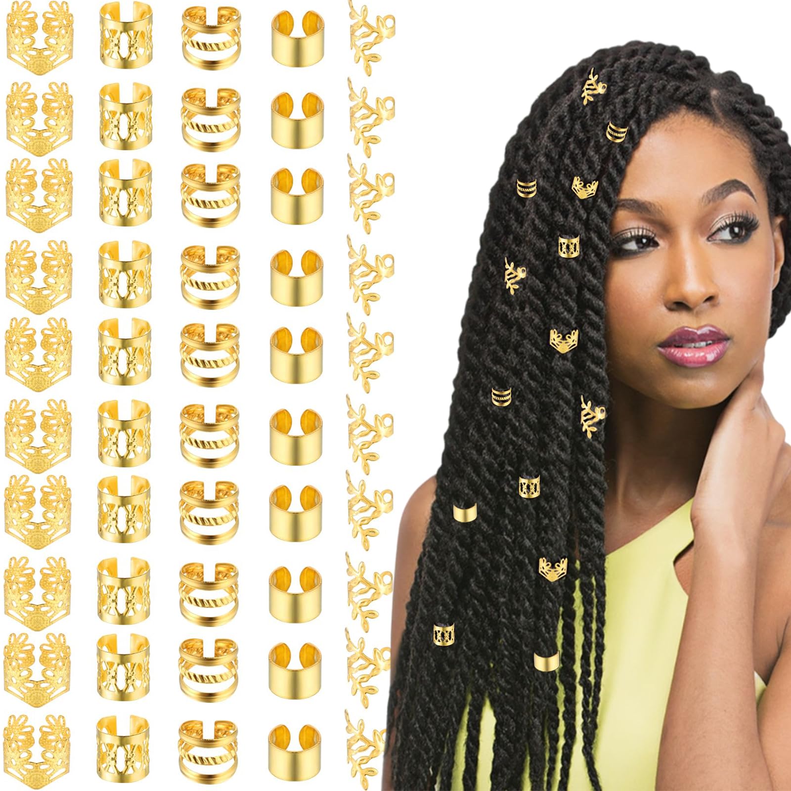Amazon.com : 50 pcs Gold Hair Clip Jewelry Charms Braids Hair