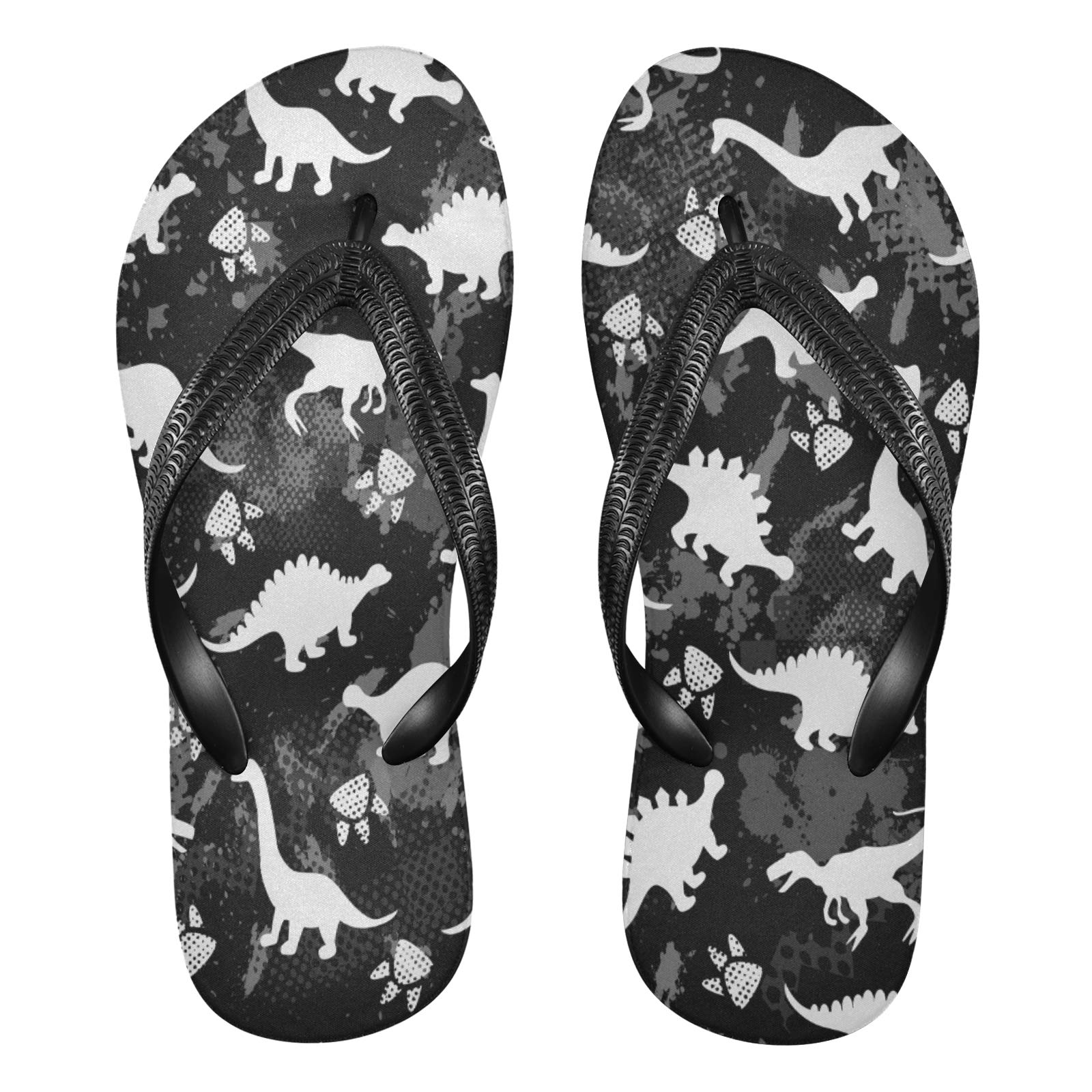 KEEPREAL Cute Kids Dinosaurs Pattern Flip Flop Sandal Men's and Women's Summer Sandal | Non-Slip Beach & Water Shoes