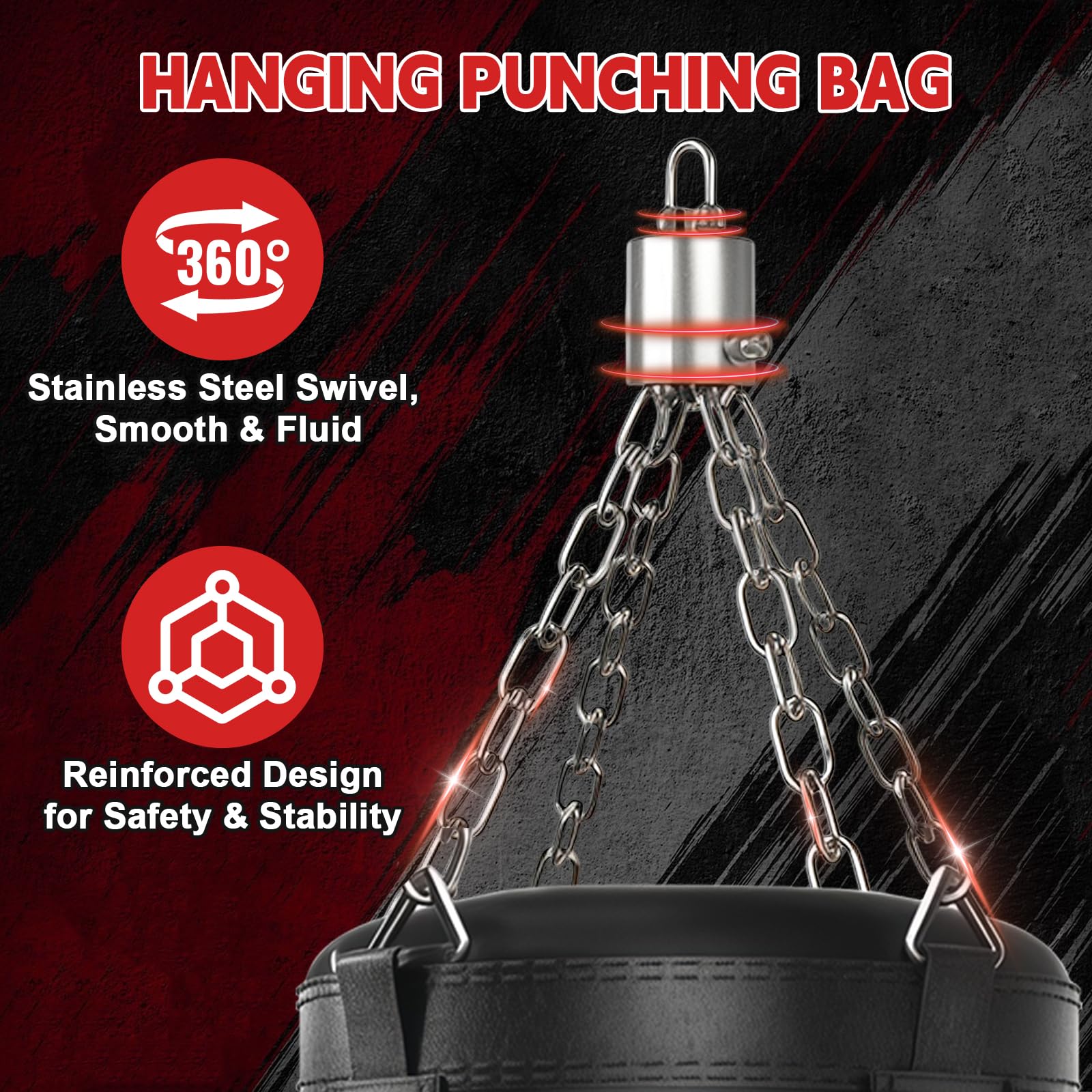 Sac de Frappe Adultes, Qoosea 120cm Lourd Sac de Boxe avec Gants et Bandage de Boxe, Suspension Punching Ball pour Entraînement de Kickboxing, MMA Karaté Taekwondo Idéal Cadeau- Non Rempli