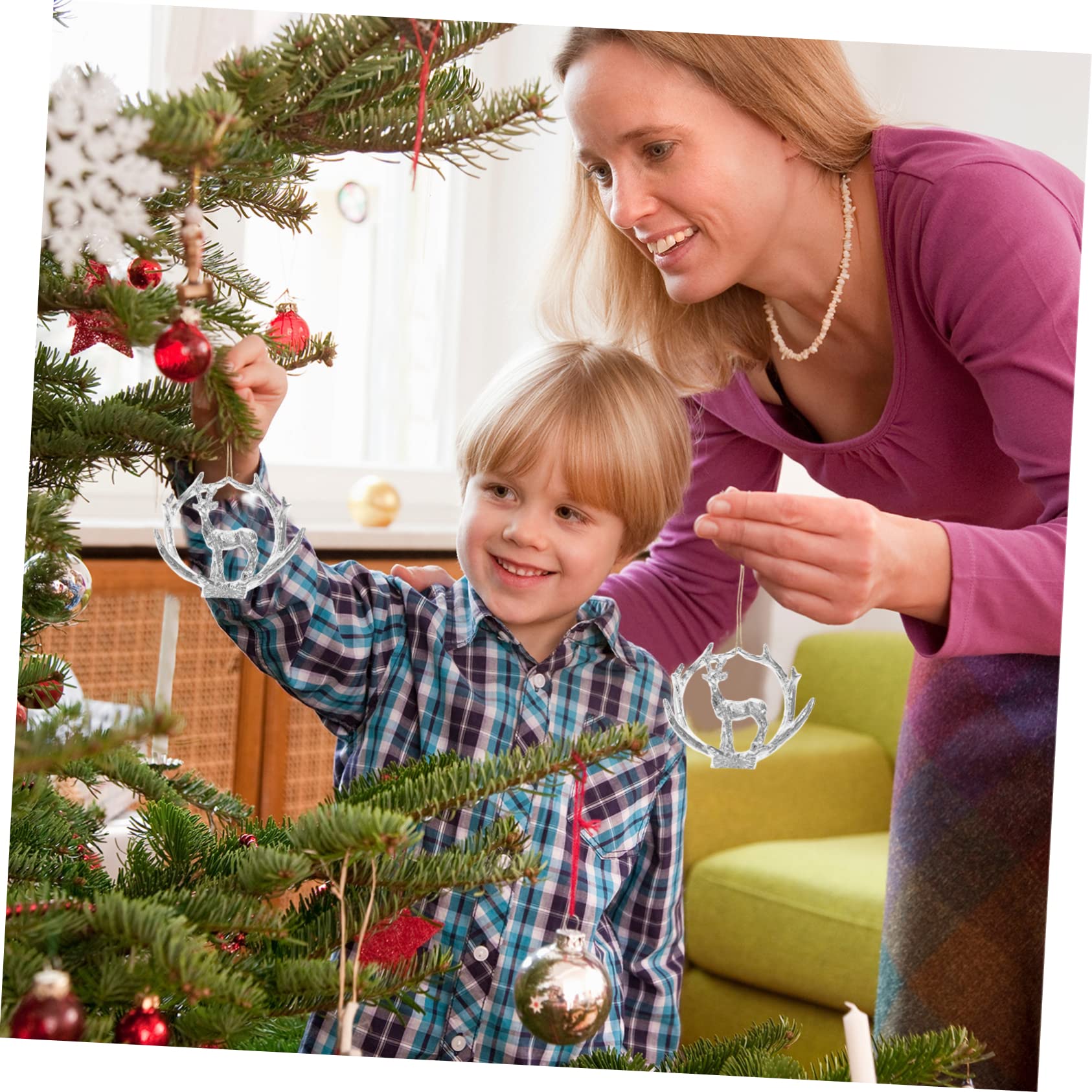 Ciieeo 5 Pezzi Di Ornamenti Da Appendere Allalbero Di Natale Fiocchi Di Neve Decorazioni Per Interni Decorazioni A Forma Di Cervo