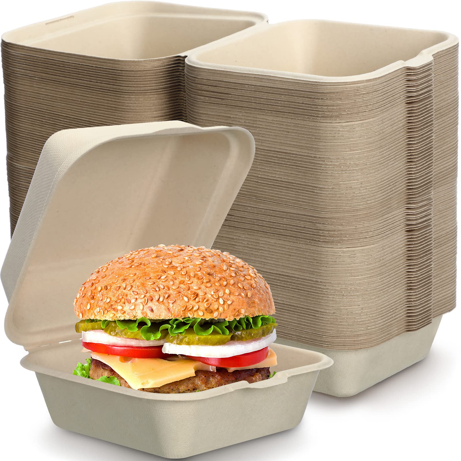 Buy 150 Pack 6 x 6 Inch Clamshell To Go Box Sugarfiber Compostable