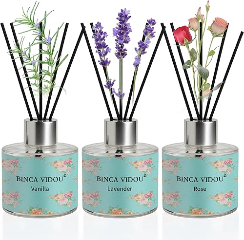 Miniatura 12 de binca vidou - Juego de difusor de varillas de aroma natural de naranja lavanda y limón, con varillas para decoración de aromaterapia en casa,
