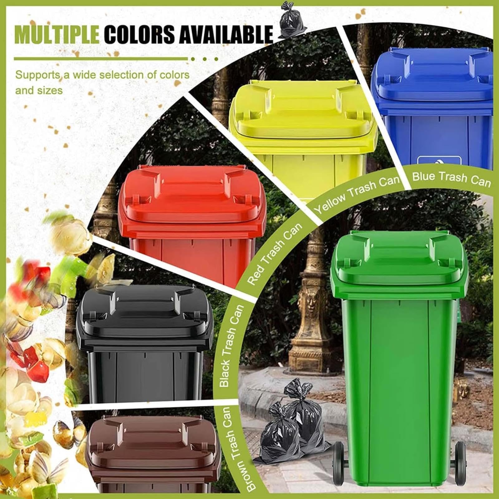 Papelera Exterior con Ruedas, Contenedor De Basura De Acero Galvanizado con Carro Interior Extraíble para Parques Y Comunidades. (Coffee 18 Gallon)