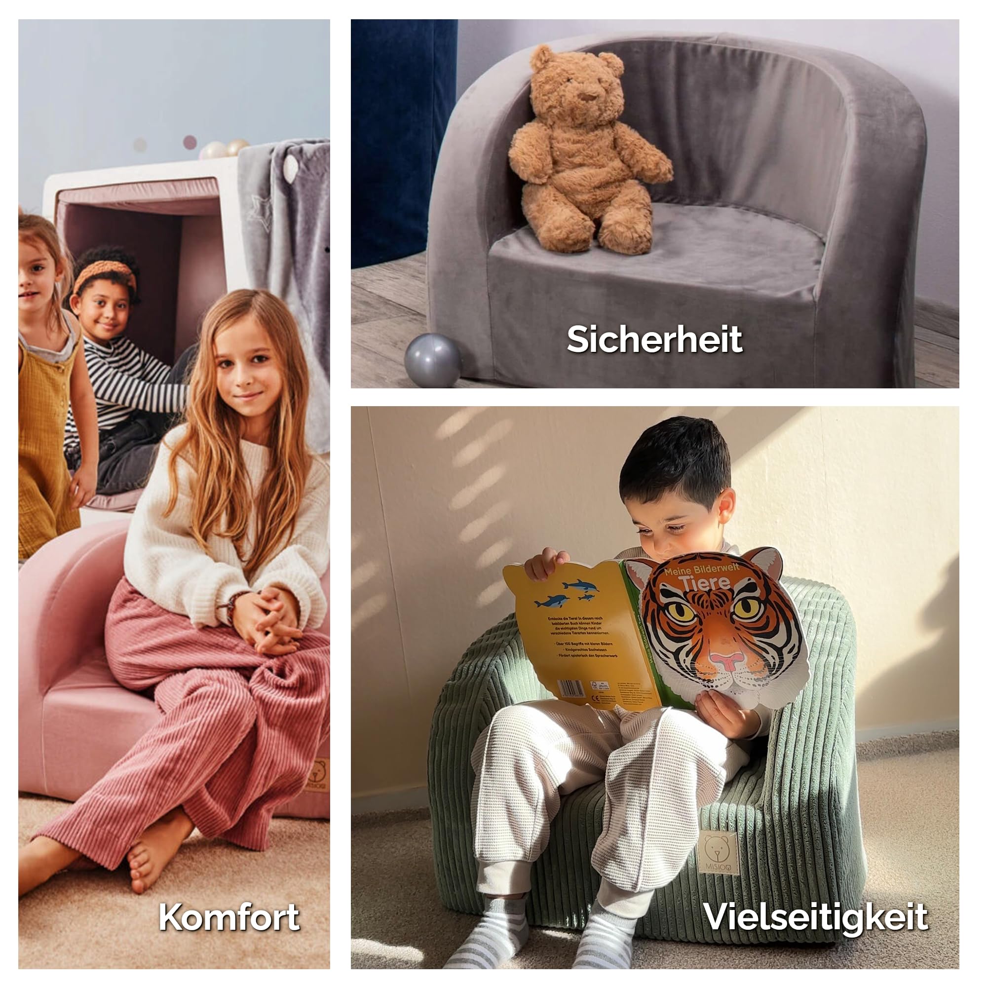 Kinderstoel van imitatiebont - ivoor, Slaapkamer en Opbergoplossingen
