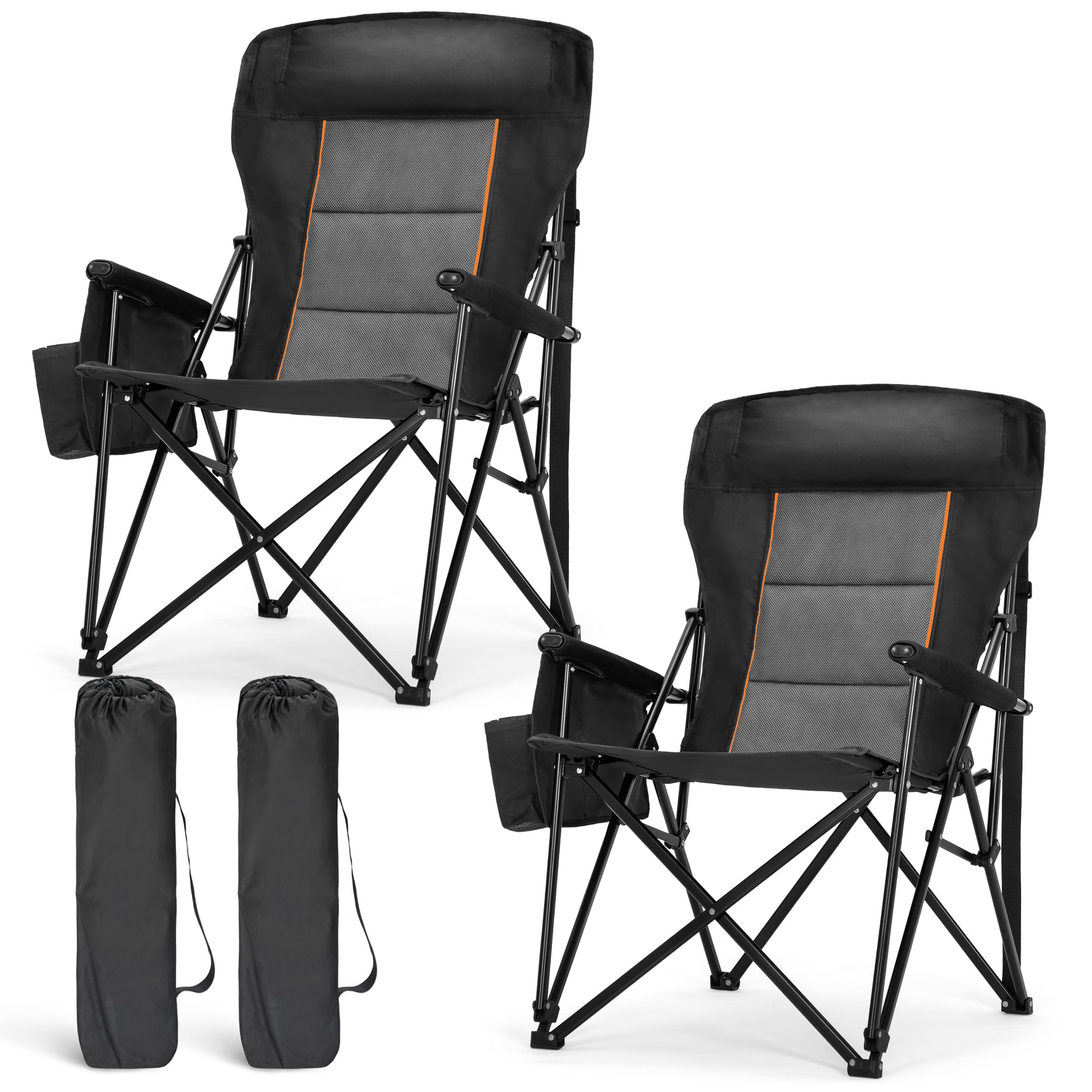 LETS CAMP Oversized Camping Chairs 29 52 High Back Heavy Duty Lawn Chair Support 500LBS Portable Collapsible Chair