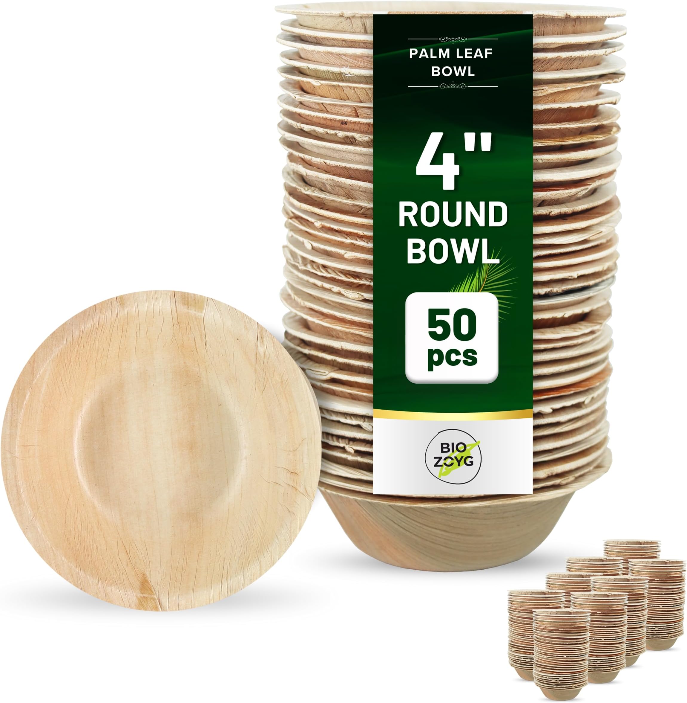 Palm Leaf Bamboo Heart Bowls, 100% Compostable
