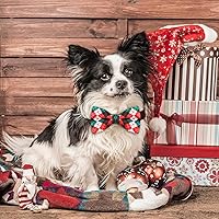 Vista 7 de Silkfly 60 piezas de collar de perro a cuadros de Navidad, corbatín de Navidad para perro, accesorios para cachorros, lazos desmontables para perros