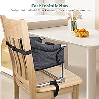 Vista 5 de Asiento elevador para mesa de comedor: Silla elevadora portátil para niños pequeños con hebilla de seguridad y altura ajustable, silla