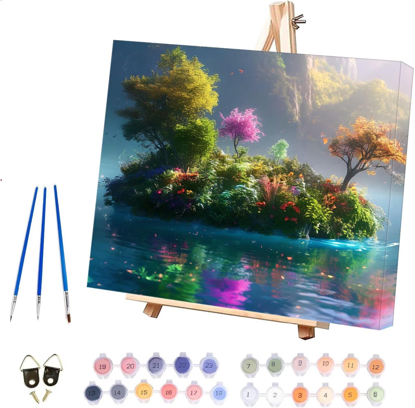 Malowanie po numerach, jezioro, krajobraz, malowanie według numerów, dla dorosłych, dzieci, początkujących, zestaw do malowania artystycznego, akrylowy pigment, rysunek, lakier na prezent, dekoracja