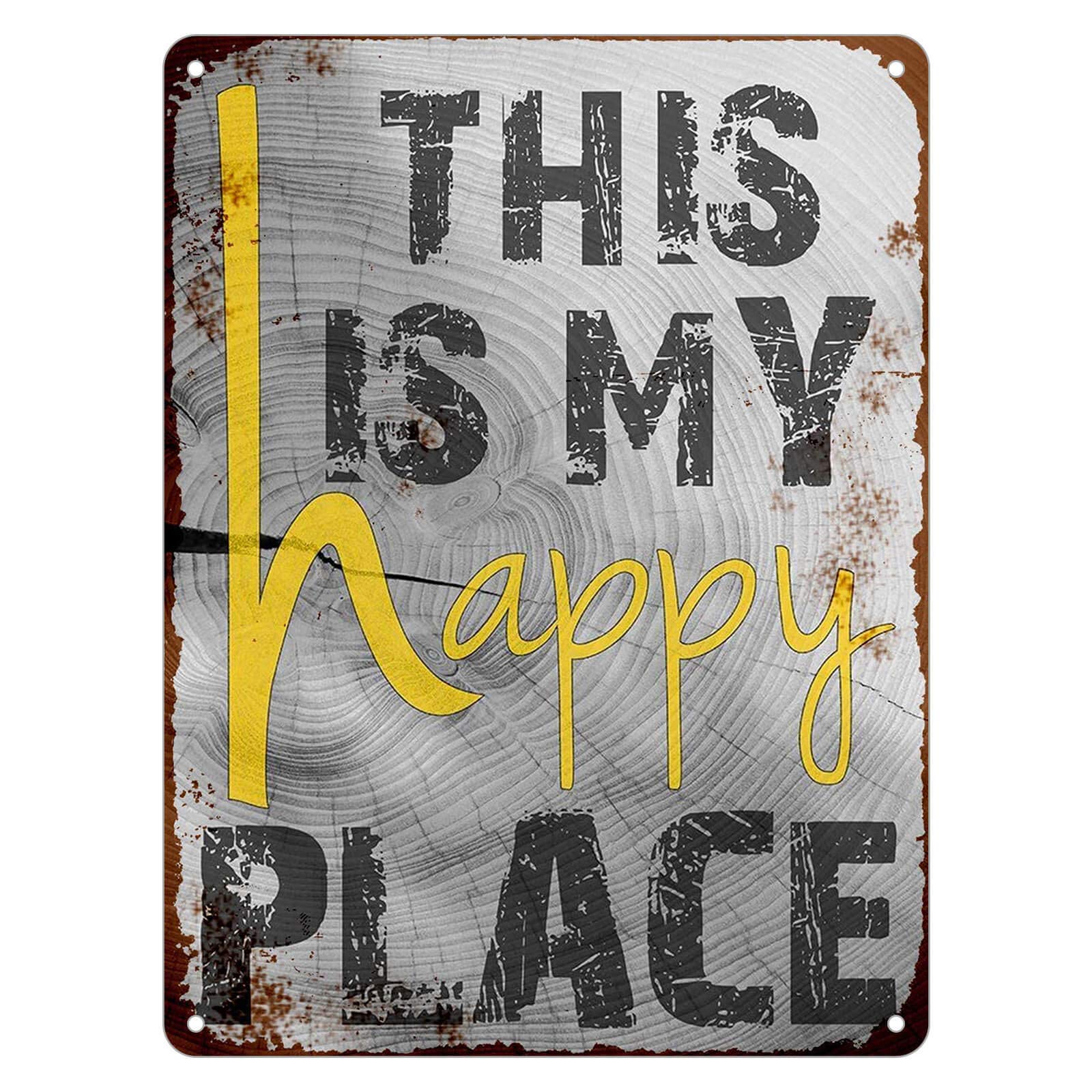This is My Happy Place Aluminum tin Sign - Metal Tin Sign Hanging Retro Plaque Kitchen Poster Cafe Bar Pub Store Man cave Art Novelty Designs 12x16inch